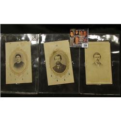 (3) Small Black & White Photos of Civil War Era individuals with Revenue Stamps attached to the reve