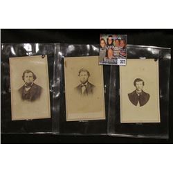 (3) Small Black & White Photos of Civil War Era individuals with Revenue Stamps attached to the reve