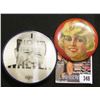 Image 2 : Celluloid Advertising Mirror depicting a blonde Starlet; & a vari-vue Political Pin-back "I Did it F