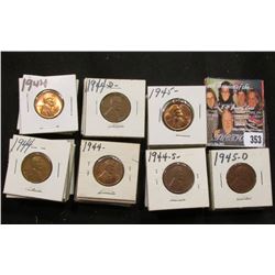 1 1/2" x 1 1/2" double row box of 1944 to 45 D Lincoln Cents in holders. Box measures 3 1/8" x 6 1/4