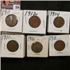 Image 3 : 1 1/2" x 1 1/2" double row box of 1909 P to 14 P Lincoln Cents in holders. Box measures 3 1/8" x 6 1