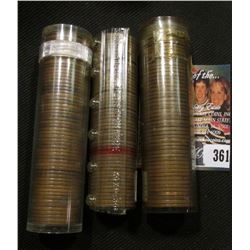 1920 P, 26 P, & 55 S Solid date Rolls of Lincoln Cents in plastic tubes.