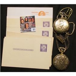 (13) Prestamped, unused Postal Cards, mint condition; Andre Rivalle 17 Jewels Pocket Watch in huntin