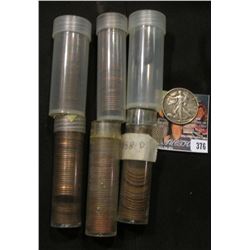 (5) Partial Tubes of Lincoln Cents & 1945 Walking Liberty Silver Half Dollar with attachement welded