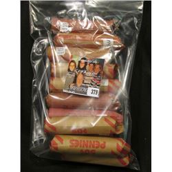 Over (500) Wheat Cents in paper wrappers sorted by date.