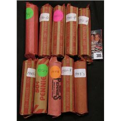 (10) Various solid date "Wheat" Cent Rolls of Lincoln Cents.