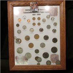 Oak framed set of "United States of America Twentieth Century Type Coins 1901-2000", some of the coi