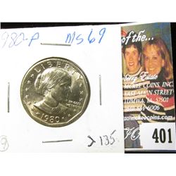 1980 P Susan B. Anthony Dollar, Gem Brilliant Uncirculated, MS69.
