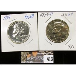 1959 P Proof68 Franklin Half Dollar & 1997 P Kennedy Half Dollar, MS67.