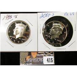 1995 S PF70 & 2001 S PF69 Kennedy Half Dollars.