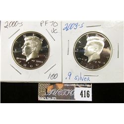 2000S PF70 & 2003S Silver PF 70 Kennedy Half Dollars.