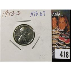 1943 D U.S. Steel War Cent, Brilliant Uncirculated.