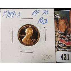 1989 S Lincoln Cent, Proof 70 Red.