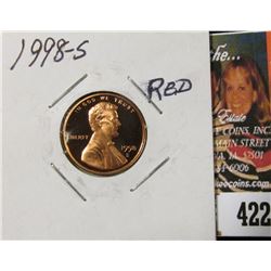 1998 S Lincoln Cent, Proof 70 Red.