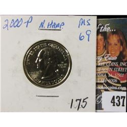 2000 P New Hampshire Statehood Quarter, MS69.