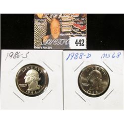 1988 D MS68 & 1986 S PF70 Washington Quarters.