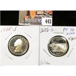 1988 S PF70 & 2006 S Silver PF70 Deep Cameo North Dakota Statehood Quarters.