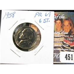 1958 P Jefferson Nickel, PR69.