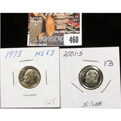 2001 S PR60 and 1973 P MS67 Full Torch Lines Roosevelt Dimes.