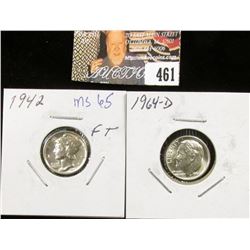 1942 P Mercury and 1964 D MS69 Roosevelt Dimes.