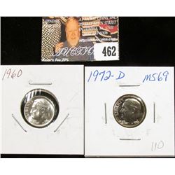 1960 P MS69 and 1972 D MS69 Full Torch Lines Roosevelt Dimes.