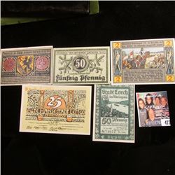 (5) Different Crisp Uncirculated German Notgeld Banknotes, 1920-21 era, includes 25 pfennig, 50 pfen