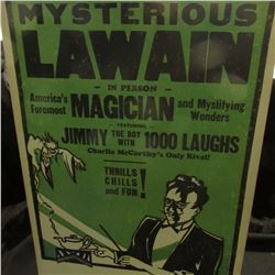 Large Poster "Mysterios Lawain in Person America's Foremost Magician and Mystifying Wonders featurin