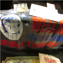 "Welcome President John F.Kennedy" banner; large group of Political memorabilia; "Oct. 12, 1492 "Fir