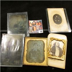 Group of Civil War era Tin types & Black and White Photos,and  a gold-colored frame.