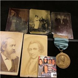 Group of Civil War era Tin types & Black and White Photos; & a medal with ribbon 1922 Sesquicentenni