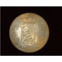 1973 Netherlands Silver 10 Gulden, Uncirculated.