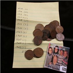 (25) 1910-29 Lincoln Cents, average circulated.