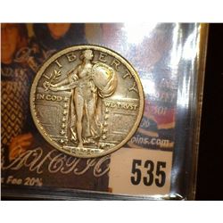 1920 S U.S. Standing Liberty Quarter, Fine+.