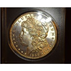1886 P Morgan Silver Dollar, Brilliant Gem Uncirculated.