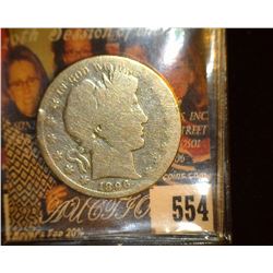 1896 S Barber Half Dollar, AG. Rare Date. Redbook $115 in good.