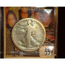 1916 Obverse S Walking Liberty Half Dollar, Good.