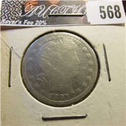 1897 S U.S. Barber Quarters, AG-G. Red Book $120 in Good.