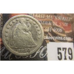 1850 U.S. Seated Liberty Half Dime, Good.