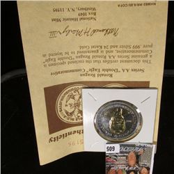 "Ronald Reagan Series AA "Double Eagle" Commemorative" with COA guaranteed to be layered in pure .99