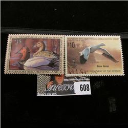 1988 & 1993 Mint, unsigned U.S. Department of the Interior Migratory Waterfowl Stamps, some gum.