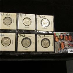 1931 S VG, 41 S EF, 42 P AU, (2) 42 D EF & BU, 45 P EF Mercury Dimes.