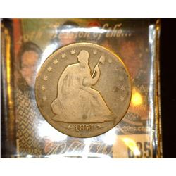 1874 Arrows at Date Liberty Seated Half Dollar, Good.