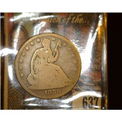 1859 O Liberty Seated Half Dollar, Good.