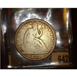 1872 P Liberty Seated Half Dollar, Good.