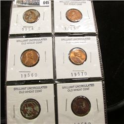 1954S, 55D, 56D, 57D, 58P, & D Lincoln Cents, Brilliant Uncirculated.