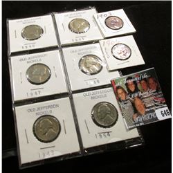 1903 & 06 Indian Head Cents, VG; 1940S, 41P, 47P, 48D, 49D, & 54D Better grade Jefferson Nickels.