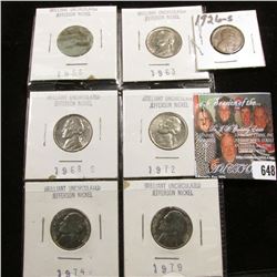 1926S VG Cent, Semi-key Date; 1958P, 63P, 68S, 72P, 74P, & 79P Jefferson Nickels several of which ar