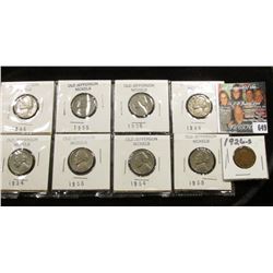 1946S, 49P, (2) 54D, (2) 55D, 56D,& 59D Better grade Jefferson Nickels; & a Rare 1926 S Cent in Fine
