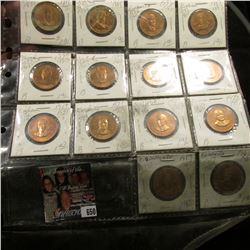 (14) Different Presidential Bronze Medals, all BU and stored in a plastic page.