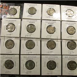 (16) Jefferson Nickels in holders including a Silver War Nickel.